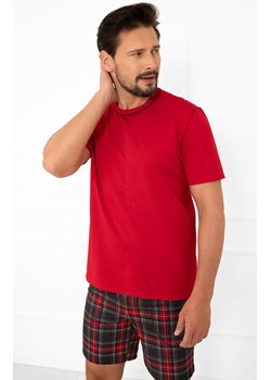 Piżama męska krótki rękaw, krótkie spodnie Rusoli, Kolor czerwony-wzór, Rozmiar M, Italian Fashion ze sklepu Intymna w kategorii Piżamy męskie - zdjęcie 187344367