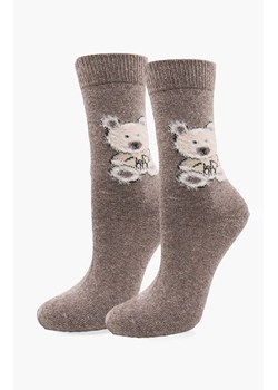 Brązowe skarpetki damskie z wełną i angorą z motywem misia Angora F32, Kolor brązowy, Rozmiar uniwersalny, Marilyn ze sklepu Intymna w kategorii Skarpetki damskie - zdjęcie 187344486