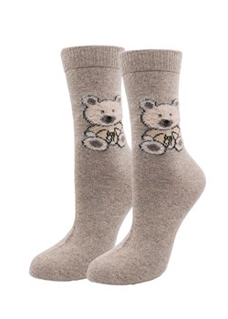 Skarpetki damskie z wełną i angorą z motywem misia ecru Angora F32, Kolor ecru, Rozmiar uniwersalny, Marilyn ze sklepu Intymna w kategorii Skarpetki damskie - zdjęcie 187344488