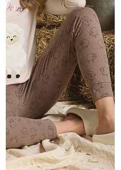 Długa piżama damska z owieczką i napisem beżowa DEBORAH, Kolor beżowo-brązowy, Rozmiar L, Sorbetto ze sklepu Intymna w kategorii Piżamy damskie - zdjęcie 187344689