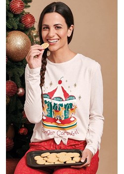 Świąteczna piżama damska w pierniczki beżowa GRETEL, Kolor beżowo-czerwony, Rozmiar L, Sorbetto ze sklepu Intymna w kategorii Piżamy damskie - zdjęcie 187344697