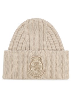 Tommy Hilfiger Czapka Th Crest Fluffy AW0AW18210 Écru ze sklepu MODIVO w kategorii Czapki zimowe damskie - zdjęcie 187346129