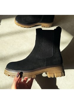 Czarne skórzane botki damskie Segio Leone Tr25733S ze sklepu suzana.pl w kategorii Botki - zdjęcie 187346376