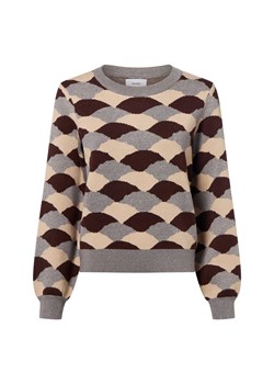 Nümph Sweter damski - Nulila Kobiety drobna dzianina czekoladowy wzorzysty ze sklepu vangraaf w kategorii Swetry damskie - zdjęcie 187346425
