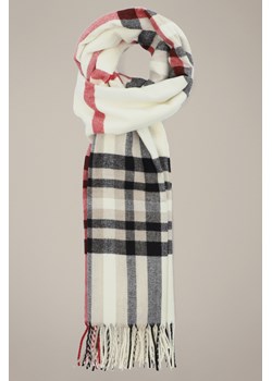 Szal z Wełną Kremowy w Kratę Damski ze sklepu Lancerto S.A. w kategorii Szaliki i chusty damskie - zdjęcie 187346766