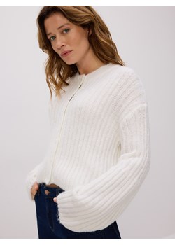 Reserved - Kardigan z ozdonym splotem - złamana biel ze sklepu Reserved w kategorii Swetry damskie - zdjęcie 187347235