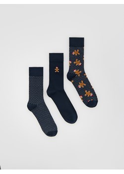 Reserved - 3 pack świątecznych skarpet - granatowy ze sklepu Reserved w kategorii Skarpetki męskie - zdjęcie 187347247