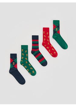 Reserved - 5 pack świątecznych skarpet - zielony ze sklepu Reserved w kategorii Skarpetki męskie - zdjęcie 187347265