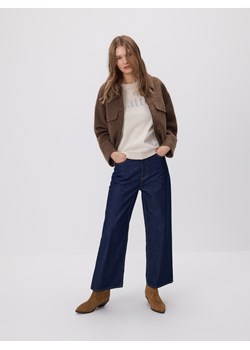 Reserved - T-shirt z haftowanym napisem - beżowy ze sklepu Reserved w kategorii Bluzki damskie - zdjęcie 187347385