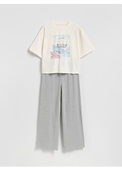 Reserved - Dwuczęściowa piżama z nadrukiem - jasnoszary ze sklepu Reserved w kategorii Piżamy damskie - zdjęcie 187347755