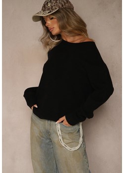 Czarny Casualowy Sweter z Wełną i Wiskozą Lussare ze sklepu renee.pl w kategorii Swetry damskie - zdjęcie 187347869