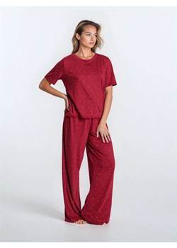 Sinsay - Piżama dwuczęściowa z domieszką wiskozy - bordowy ze sklepu Sinsay w kategorii Piżamy damskie - zdjęcie 187348319
