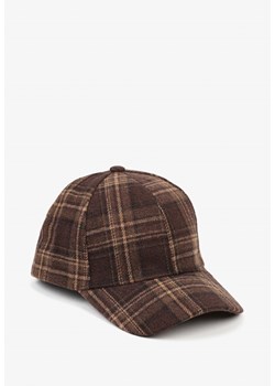 Brązowa Czapka z Daszkiem Zdobiona Printem w Kratę Venilara ze sklepu renee.pl w kategorii Czapki z daszkiem damskie - zdjęcie 187349309