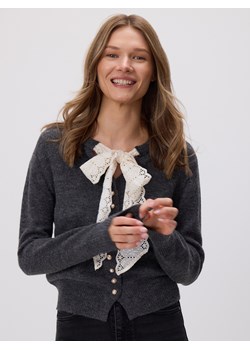 Reserved - Kardigan z wiązaniem - ciemnoszary ze sklepu Reserved w kategorii Swetry damskie - zdjęcie 187349358