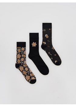 Reserved - 3 pack świątecznych skarpet - beżowy ze sklepu Reserved w kategorii Skarpetki męskie - zdjęcie 187349367