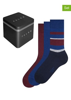 Falke Skarpety antypoślizgowe (3 pary) &quot;Happy Box&quot; w kolorze granatowo-czerwonym ze sklepu Limango Polska w kategorii Skarpetki męskie - zdjęcie 187351205