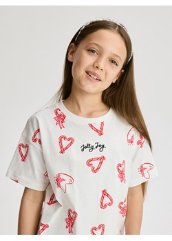 Reserved - Świąteczny t-shirt z nadrukiem - wielobarwny ze sklepu Reserved w kategorii Bluzki dziewczęce - zdjęcie 187351688