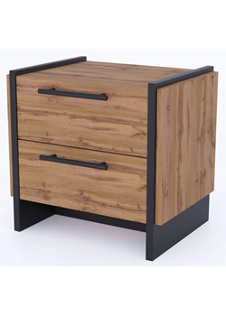 Zestaw 2 szafek nocnych z szufladami dąb wotan + czarny B7-B33 ze sklepu Edinos.pl w kategorii Stoliki i szafki nocne - zdjęcie 187352085