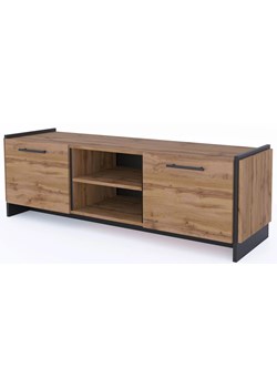 Nowoczesna szafka RTV dąb wotan + czarny F7-G12 ze sklepu Edinos.pl w kategorii Szafki RTV - zdjęcie 187352086