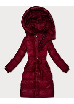 Pikowana kurtka zimowa z paskiem J Style bordowa (5M3253-1) ze sklepu goodlookin.pl w kategorii Kurtki damskie - zdjęcie 187352947