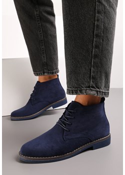Granatowe Botki z Wiązaniem Sabalva ze sklepu born2be.pl w kategorii Botki - zdjęcie 187353238