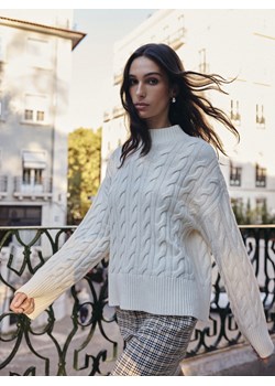 Mohito - Sweter z bawełny i wełny - kremowy ze sklepu Mohito w kategorii Swetry damskie - zdjęcie 187354729