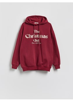 Reserved - Bluza ze świątcznym napisem - bordowy ze sklepu Reserved w kategorii Bluzy damskie - zdjęcie 187354919