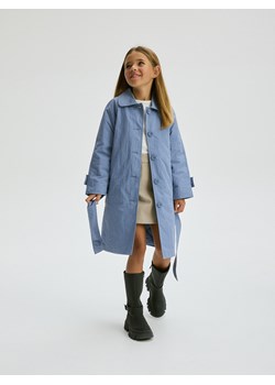 Reserved - Jednorzędowy płaszcz z paskiem - granatowy ze sklepu Reserved w kategorii Płaszcze dziewczęce - zdjęcie 187354957