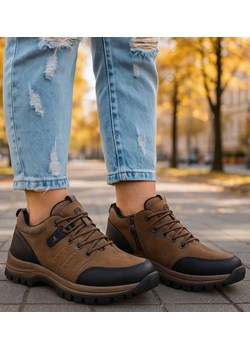 Grubo ocieplone wiązane buty trekkingowe /C5-2 18450 T585/ ze sklepu Pantofelek24.pl w kategorii Buty trekkingowe męskie - zdjęcie 187356499