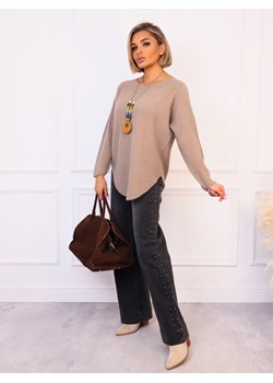 SWETER JEDNOLITY DZIANINOWY Z NASZYJNIKIEM- FANGO ze sklepu olika.com.pl w kategorii Swetry damskie - zdjęcie 187357305