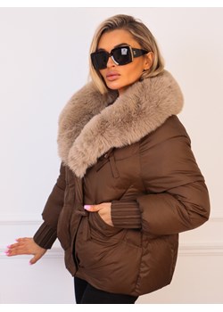 KURTKA ZIMOWA Z ODPINANYM FUTERKIEM- CZEKOLADOWA ze sklepu olika.com.pl w kategorii Kurtki damskie - zdjęcie 187357395