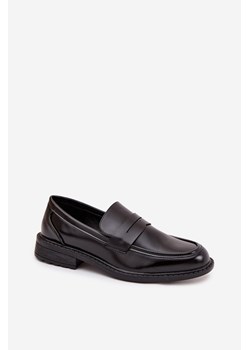 Męskie Eko Skórzane Mokasyny Czarne Darvell ze sklepu ZAZOO w kategorii Mokasyny męskie - zdjęcie 187358146