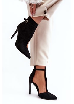 Botki Damskie Zamszowe Na Szpilce Czarne S1731 ze sklepu ZAZOO w kategorii Botki - zdjęcie 187358169