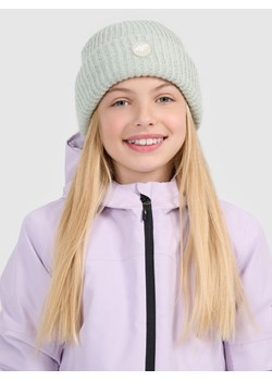 Dziewczęca czapka zimowa odblaskowa 4F 4FJRAW25ACAPF0750 - zielona ze sklepu Sportstylestory.com w kategorii Czapki dziecięce - zdjęcie 187358828