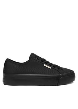 Calvin Klein Sneakersy Vulc Flatform Lace Up Moire YW0YW02012 Czarny ze sklepu MODIVO w kategorii Buty sportowe damskie - zdjęcie 187359367