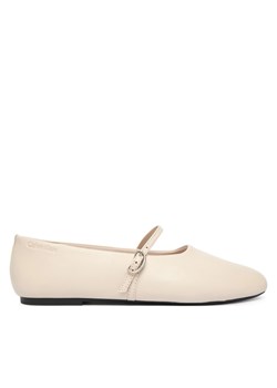 Calvin Klein Baleriny Oblique Ballerina Mj Lth Hdw HW0HW02847 Écru ze sklepu MODIVO w kategorii Balerinki - zdjęcie 187359557