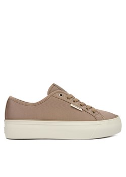 Calvin Klein Sneakersy Vulc Flatform Lace Up Moire YW0YW02012 Brązowy ze sklepu MODIVO w kategorii Buty sportowe damskie - zdjęcie 187359558