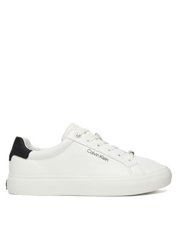 Calvin Klein Sneakersy Vulc Lace Up Lth/Moire Bt HW0HW02747 Biały ze sklepu MODIVO w kategorii Buty sportowe damskie - zdjęcie 187359616