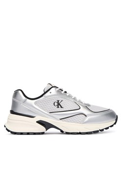 Calvin Klein Sneakersy Hike Runner Laceup Mesh Mix Met YM0YM01402 Srebrny ze sklepu MODIVO w kategorii Buty sportowe męskie - zdjęcie 187359635