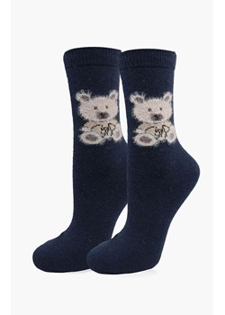 Skarpetki damskie z wełną i angorą z motywem misia granatowe Angora F32, Kolor granatowy, Rozmiar uniwersalny, Marilyn ze sklepu Primodo w kategorii Skarpetki damskie - zdjęcie 187360756