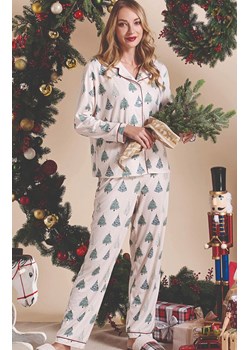 Świąteczna piżama damska z woreczkiem prezentowym zielona ALISEE, Kolor ecru-zielony, Rozmiar L, Sorbetto ze sklepu Primodo w kategorii Piżamy damskie - zdjęcie 187360815