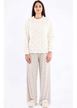 Ciepła piżama damska z pluszową bluzą kremową SOFIE, Kolor kremowo-beżowy, Rozmiar L, Sorbetto ze sklepu Primodo w kategorii Piżamy damskie - zdjęcie 187360855
