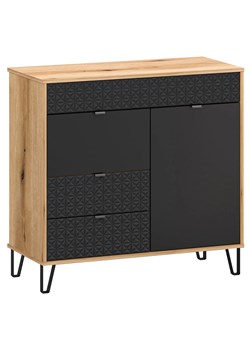 Komoda z szufladami na nóżkach dąb evok + czarny H6-M32 ze sklepu Edinos.pl w kategorii Komody - zdjęcie 187361359