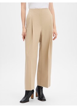 BOSS Damskie spodnie plisowane - Tulotta Kobiety Bawełna beżowy jednolity ze sklepu vangraaf w kategorii Spodnie damskie - zdjęcie 187363046