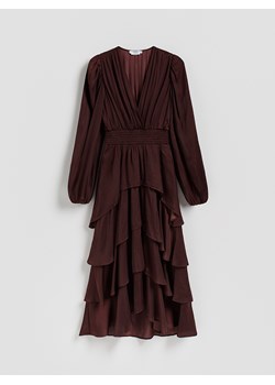 Reserved - Sukienka maxi w groszki - bordowy ze sklepu Reserved w kategorii Sukienki - zdjęcie 187363515