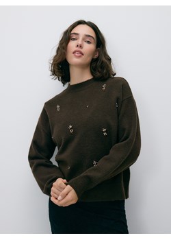Reserved - Sweter z ozdobnymi aplikacjami - ciemnobrązowy ze sklepu Reserved w kategorii Swetry damskie - zdjęcie 187363547