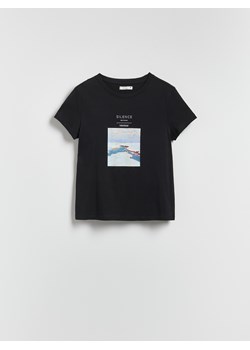 Reserved - Bawełniany t-shirt z nadrukiem - czarny ze sklepu Reserved w kategorii Bluzki damskie - zdjęcie 187363629