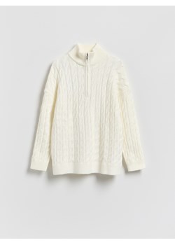 Reserved - Sweter z zapięciem na zamek - kremowy ze sklepu Reserved w kategorii Swetry damskie - zdjęcie 187363707