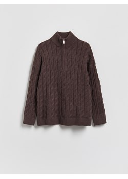Reserved - Sweter z zapięciem na zamek - ciemnobrązowy ze sklepu Reserved w kategorii Swetry damskie - zdjęcie 187363709