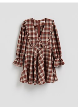 Reserved - Sukienka w kratkę z kołnierzem - burgundowy ze sklepu Reserved w kategorii Sukienki - zdjęcie 187363907